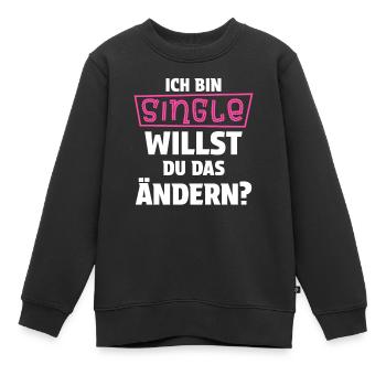 Célibataire Hommes, Femmes Solo, Célibataire, Célibataire - Sweat Premium enfant bio - noir - Devant - AI Model Kid Female (0cm)