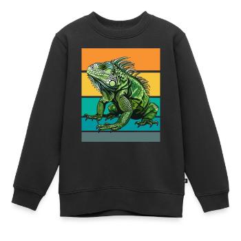 Iguane Design Rétro - Sweat Premium enfant bio - noir - Devant - AI Model Kid Female (0cm)