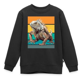 Leguan Retro Design - Kinder Premium Organic Sweatshirt - Schwarz - Vorne - AI Model Kid Female (0cm)
