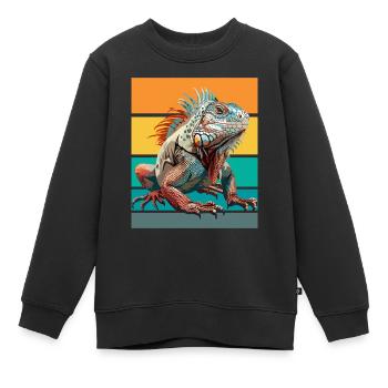 Iguana Retro - Kids Premium Organic Sweatshirt - black - Front - AI Model Kid Female (0cm)
