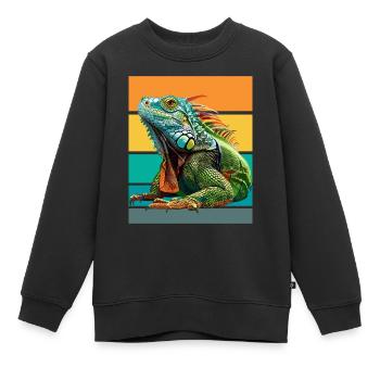 Iguane Design Rétro - Sweat Premium enfant bio - noir - Devant - AI Model Kid Female (0cm)