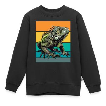 Retro Iguana - Kids Premium Organic Sweatshirt - black - Front - AI Model Kid Female (0cm)