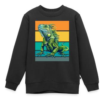 Retro Iguana - Kids Premium Organic Sweatshirt - black - Front - AI Model Kid Female (0cm)