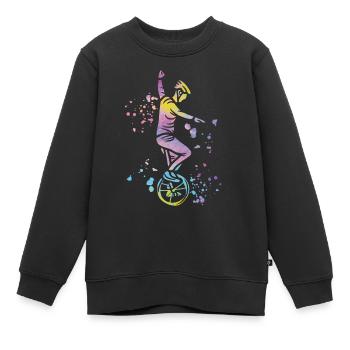 Unicycliste monocycle monocycle - Sweat Premium enfant bio - noir - Devant - AI Model Kid Female (0cm)