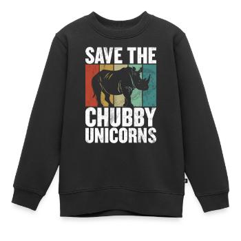 Speichern Sie Die Molligen Einhörner Fat Rino - Kinder Premium Organic Sweatshirt - Schwarz - Vorne - AI Model Kid Female (0cm)