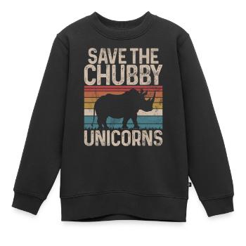 Speichern Sie Die Molligen Einhörner Fat Rino - Kinder Premium Organic Sweatshirt - Schwarz - Vorne - AI Model Kid Female (0cm)