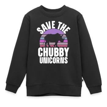 Speichern Sie Die Molligen Einhörner Fat Rino - Kinder Premium Organic Sweatshirt - Schwarz - Vorne - AI Model Kid Female (0cm)