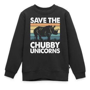 Speichern Sie Die Molligen Einhörner Fat Rino - Kinder Premium Organic Sweatshirt - Schwarz - Vorne - AI Model Kid Female (0cm)