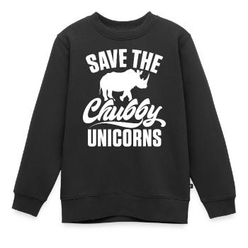 Speichern Sie Die Molligen Einhörner Fat Rino - Kinder Premium Organic Sweatshirt - Schwarz - Vorne - AI Model Kid Female (0cm)