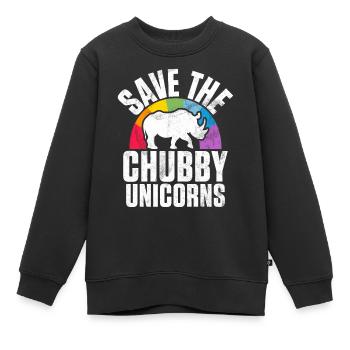 Speichern Sie Die Molligen Einhörner Fat Rino - Kinder Premium Organic Sweatshirt - Schwarz - Vorne - AI Model Kid Female (0cm)
