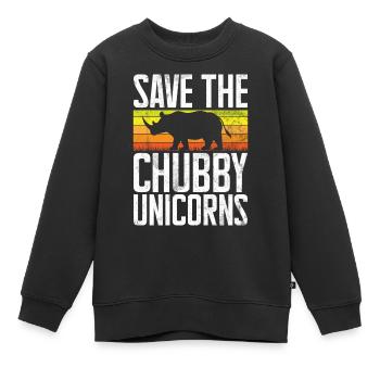 Speichern Sie Die Molligen Einhörner Fat Rino - Kinder Premium Organic Sweatshirt - Schwarz - Vorne - AI Model Kid Female (0cm)