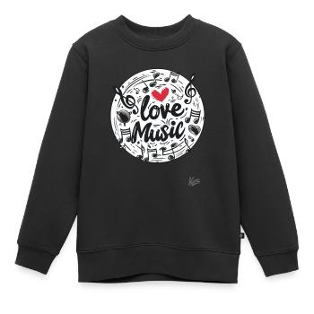 Ich liebe Musik - Kinder Premium Organic Sweatshirt - Schwarz - Vorne - AI Model Kid Female (0cm)