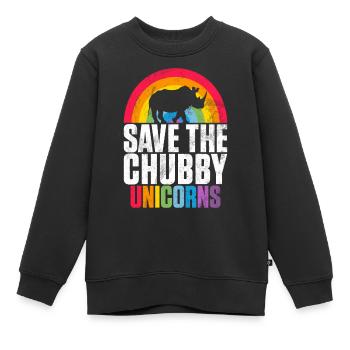 Speichern Sie Die Molligen Einhörner Fat Rino - Kinder Premium Organic Sweatshirt - Schwarz - Vorne - AI Model Kid Female (0cm)