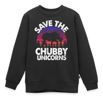 Speichern Sie Die Molligen Einhörner Fat Rino - Kinder Premium Organic Sweatshirt - Schwarz - Vorne - AI Model Kid Female (0cm)
