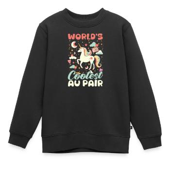 Au Pair Le Au Pair Le Plus Cool Du Monde - Sweat Premium enfant bio - noir - Devant - AI Model Kid Female (0cm)