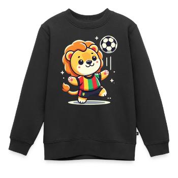 Kleiner König des Fußballfeldes - Kinder Premium Organic Sweatshirt - Schwarz - Vorne - AI Model Kid Female (0cm)