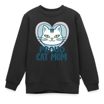 STOLZE KATZENMAMA - Kinder Premium Organic Sweatshirt - Schwarz - Vorne - AI Model Kid Female (0cm)