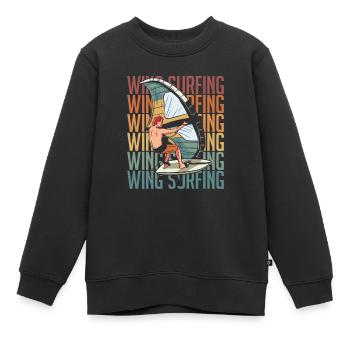 Wing Surf Wing Foil - Kinder Premium Organic Sweatshirt - Schwarz - Vorne - AI Model Kid Female (0cm)