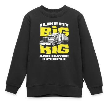 Chauffeur routier 3 personnes - Sweat Premium enfant bio - noir - Devant - AI Model Kid Female (0cm)