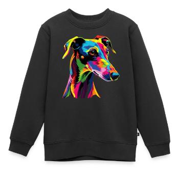 Windhund Hunde Bunte Farben Pop Art Hund Greyhound - Kinder Premium Organic Sweatshirt - Schwarz - Vorne - AI Model Kid Female (0cm)