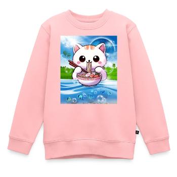 Frutiger Aero Aesthetic Tech Kawaii Ramen Katzenfi - Sweat Premium enfant bio - rose - Devant - AI Model Kid Female (0cm)