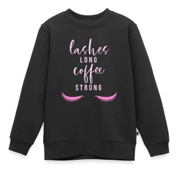 Cils longs Café fort - Sweat Premium enfant bio - noir - Devant - AI Model Kid Female (0cm)