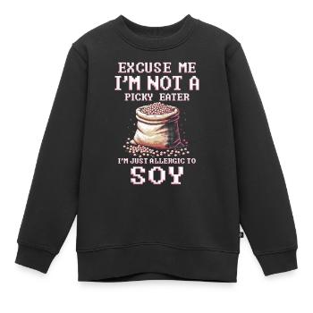 Allergie au soja Je suis juste allergique au soja - Sweat Premium enfant bio - noir - Devant - AI Model Kid Female (0cm)