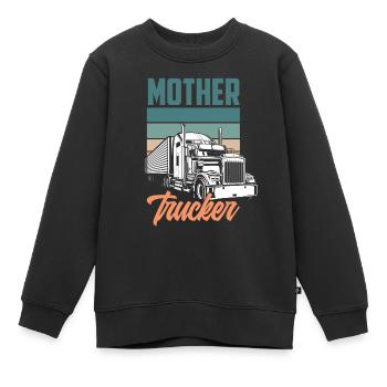 Rétro chauffeur de camion jeu de mots cadeau - Sweat Premium enfant bio - noir - Devant - AI Model Kid Female (0cm)