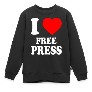 i love free press - Kinder Premium Organic Sweatshirt - Schwarz - Vorne - AI Model Kid Female (0cm)