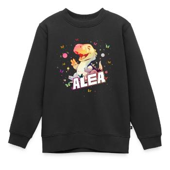 ALEA - Schöner MÄDCHEN Name mit süßem DINO - Kinder Premium Organic Sweatshirt - Schwarz - Vorne - AI Model Kid Female (0cm)