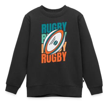 Rugby - Sweat Premium enfant bio - noir - Devant - AI Model Kid Female (0cm)