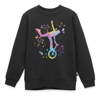 Unicycliste monocycle monocycle - Sweat Premium enfant bio - noir - Devant - AI Model Kid Female (0cm)
