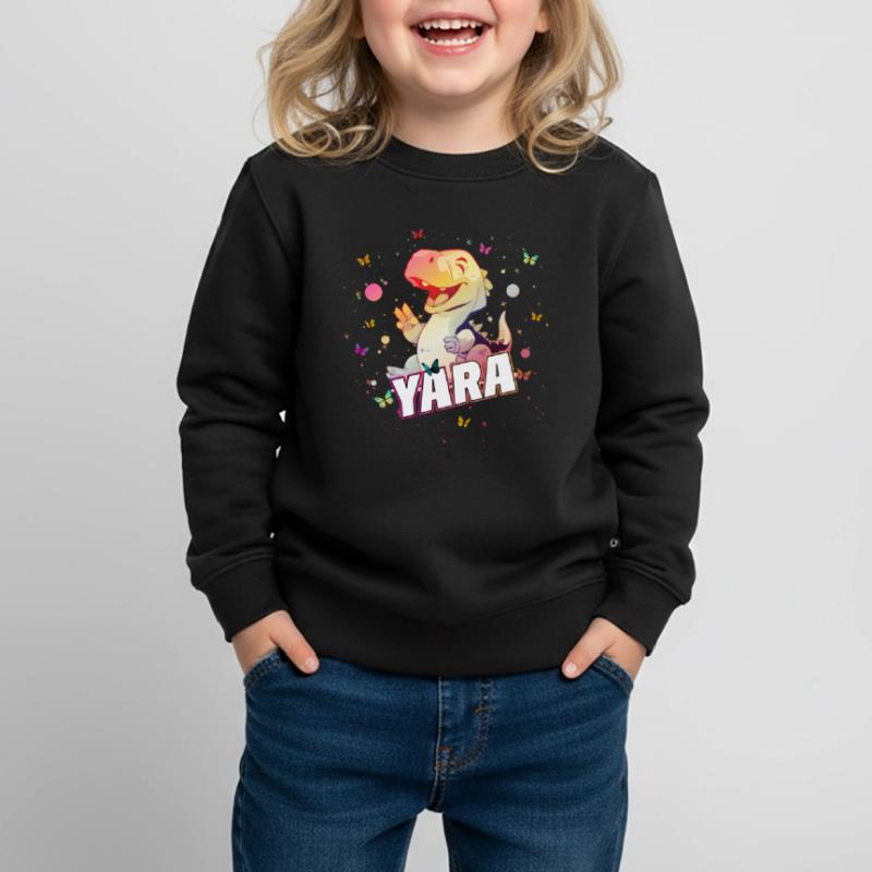 YARA - Schöner MÄDCHEN Name mit süßem DINO Kinder Premium Organic Sweatshirt
