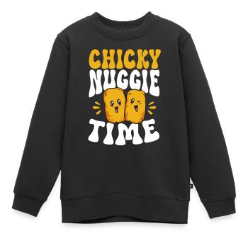 Chicken Nugget Liebhaber Chicken Nuggets - Kinder Premium Organic Sweatshirt - Schwarz - Vorne - AI Model Kid Female (0cm)