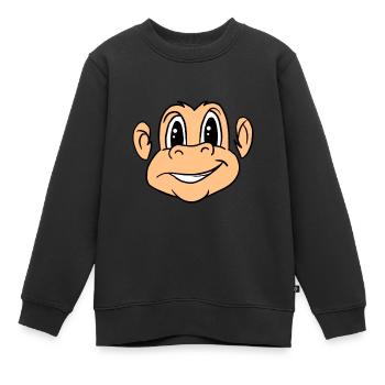Funny Cute Monkey Ape Whole Face Animal Primate - Kids Premium Organic Sweatshirt - black - Front - AI Model Kid Female (0cm)