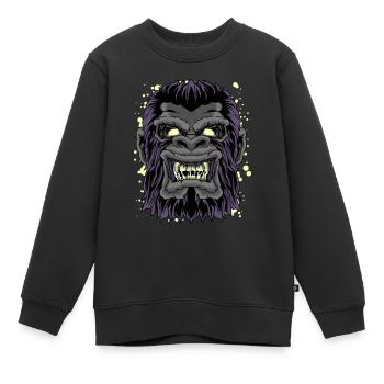 Tête de gorille fou drôle Gorille singe singe graphique - Sweat Premium enfant bio - noir - Devant - AI Model Kid Female (0cm)