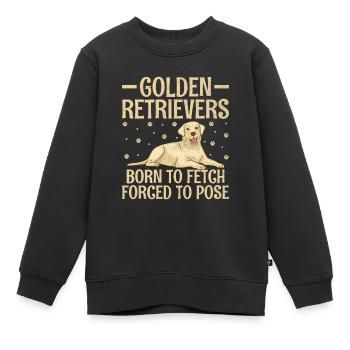 Golden Retriever, die zum Apportieren geboren wurden, gezwungen, GR zu posieren - Kinder Premium Organic Sweatshirt - Schwarz - Vorne - AI Model Kid Female (0cm)