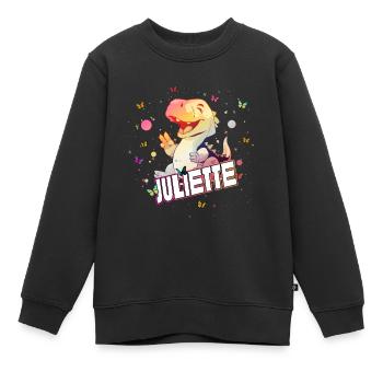 JULIETTE - Schöner MÄDCHEN Name mit süßem DINO - Kinder Premium Organic Sweatshirt - Schwarz - Vorne - AI Model Kid Female (0cm)