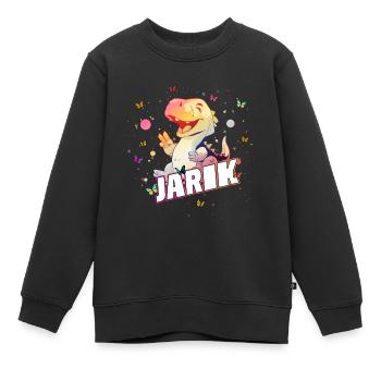 JARIK - Schöner JUNGEN Name mit süßem DINO - Kinder Premium Organic Sweatshirt - Schwarz - Vorne - AI Model Kid Female (0cm)