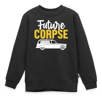 Zukunft Leiche Lustig Bestatter Einbalsamierung Beerdigung - Kinder Premium Organic Sweatshirt - Schwarz - Vorne - AI Model Kid Female (0cm)