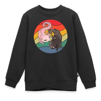 Ying and Yang Axolotl - Kinder Premium Organic Sweatshirt - Schwarz - Vorne - AI Model Kid Female (0cm)