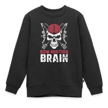 Arc de chasse Arc Hunter Crâne Arc Chasse Cerveau - Sweat Premium enfant bio - noir - Devant - AI Model Kid Female (0cm)