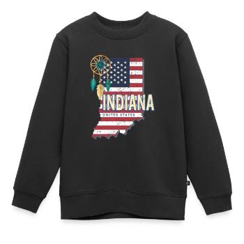 Indiana États-Unis Carte Souvenir - Sweat Premium enfant bio - noir - Devant - AI Model Kid Female (0cm)