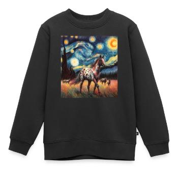 Appaloosa Pferd Sternennacht Gemälde - Kinder Premium Organic Sweatshirt - Schwarz - Vorne - AI Model Kid Female (0cm)