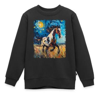Appaloosa Pferd Sternennacht Gemälde - Kinder Premium Organic Sweatshirt - Schwarz - Vorne - AI Model Kid Female (0cm)