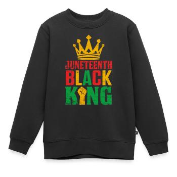 Juneteenth Schwarzer König Lustig Schwarze Geschichte Afrikanisch - Kinder Premium Organic Sweatshirt - Schwarz - Vorne - AI Model Kid Female (0cm)