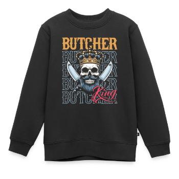 Fleischer Metzger Schlachter Schädel - Kinder Premium Organic Sweatshirt - Schwarz - Vorne - AI Model Kid Female (0cm)