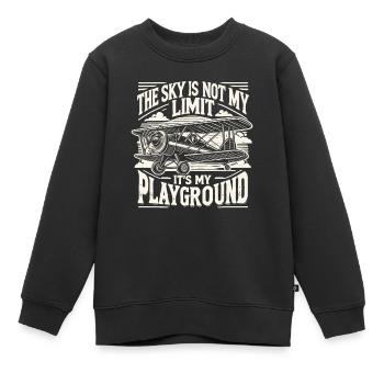 Pilot, Pilotin, Flugzeug, Flieger, Flugschule - Kinder Premium Organic Sweatshirt - Schwarz - Vorne - AI Model Kid Female (0cm)