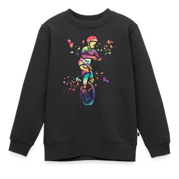 Unicycliste monocycle monocycle - Sweat Premium enfant bio - noir - Devant - AI Model Kid Female (0cm)