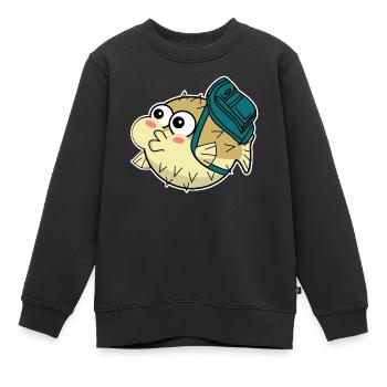 Puffer Fish with Backpack - Kids Premium Organic Sweatshirt - black - Front - AI Model Kid Female (0cm)